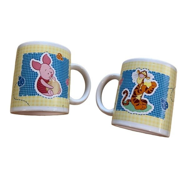Disney WInnie the Pooh Harvest Gift Yellow Tigger Piglet Lot of 2 Mugs Cups Coff - Picture 3 of 5